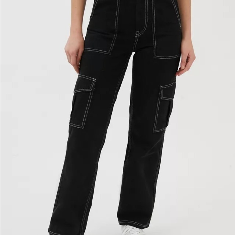 Urban Outfitters Black Cargo Straight Leg Jeans